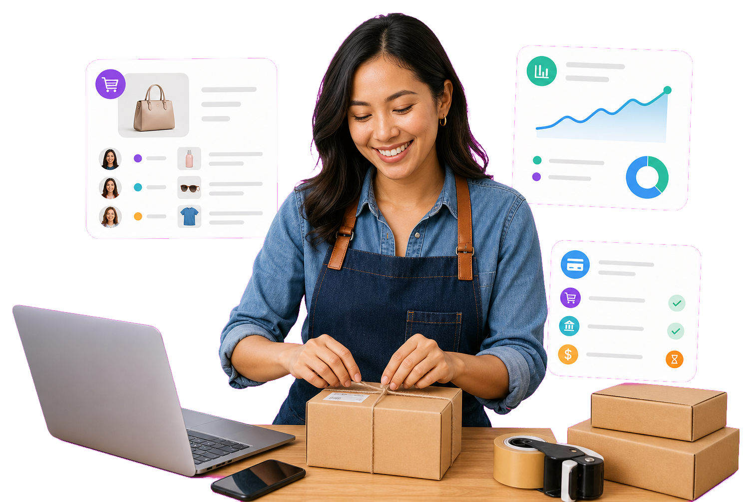 A store owner preparing an online order with FlowShop