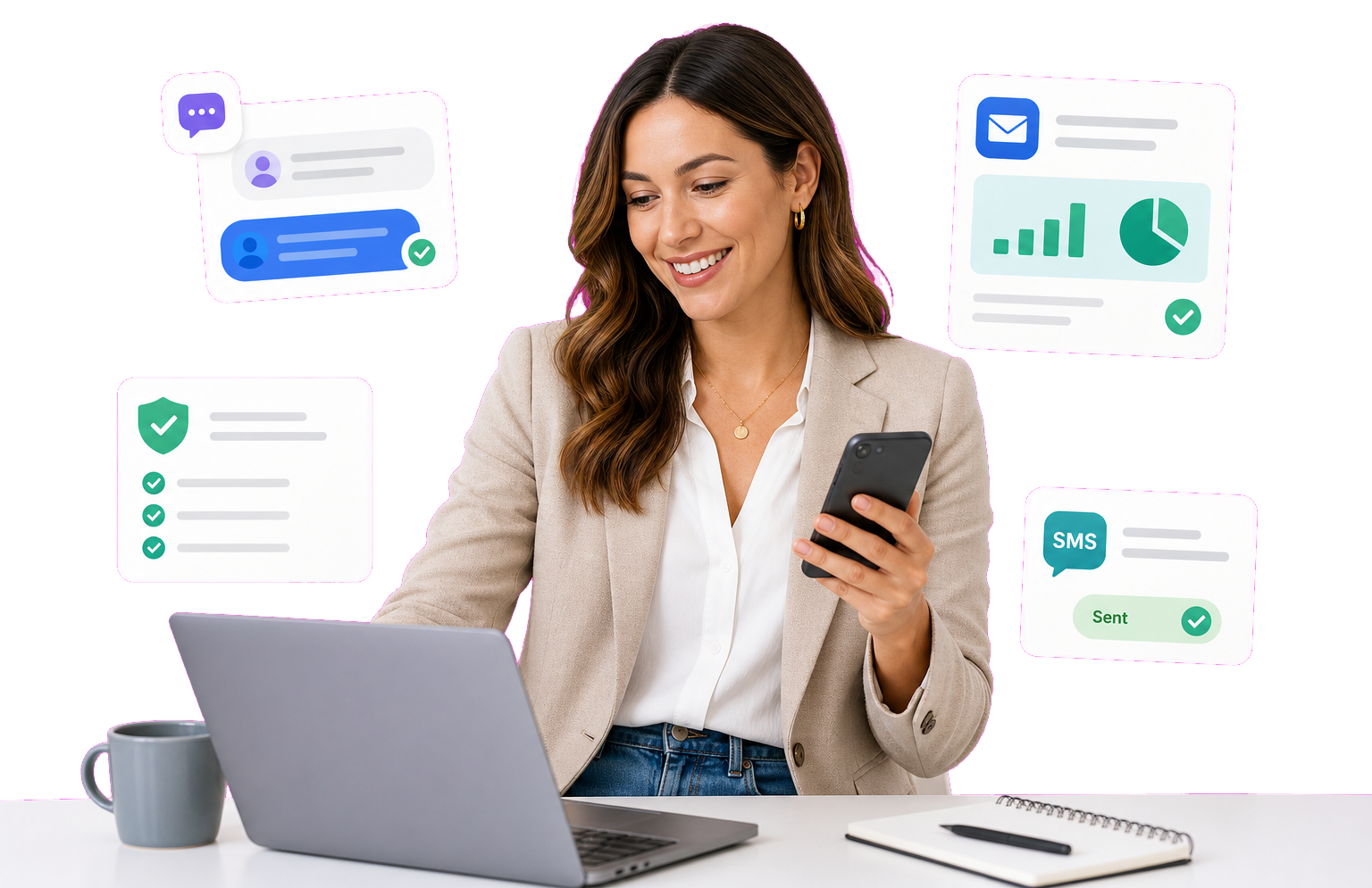 A customer engagement manager reviewing email and SMS campaigns